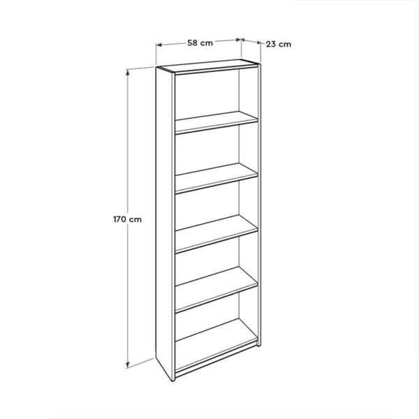 Βιβλιοθήκη μελαμίνης Max  χρώμα ανθρακί 58x23x170εκ.