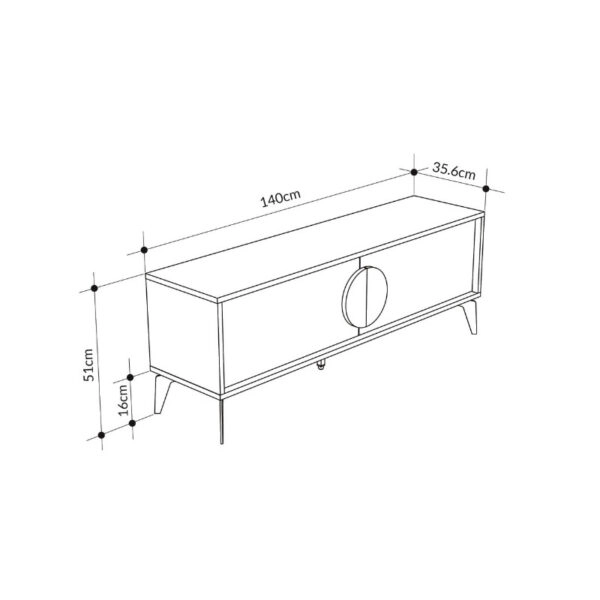 Έπιπλο τηλεόρασης Gora Megapap χρώμα sapphire oak - silky black 140x35,6x51εκ.
