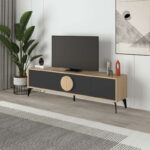 Έπιπλο τηλεόρασης Gora Megapap χρώμα sapphire oak - silky black 180x35,6x51εκ.