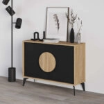 Μπουφές Gora Megapap χρώμα sapphire oak - silky black 110x40x82εκ.