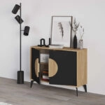 Μπουφές Gora Megapap χρώμα sapphire oak - silky black 110x40x82εκ.