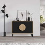 Μπουφές Gora Megapap χρώμα sapphire oak - silky black 110x40x82εκ.