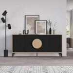 Μπουφές Gora Megapap χρώμα sapphire oak - silky black 180x40x82εκ.