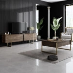 Τραπεζάκι σαλονιού Luxe Megapap χρώμα καρυδί - χρυσό 90x60x40εκ.