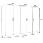 Ντουλάπα ρούχων Victoria Megapap πεντάφυλλη χρώμα λευκό 250x60x181εκ.