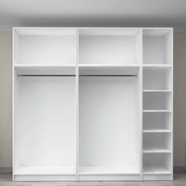 Ντουλάπα ρούχων Victoria Megapap πεντάφυλλη με πατάρι χρώμα λευκό 250x60x240εκ.