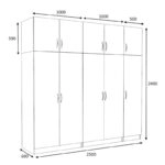 Ντουλάπα ρούχων Victoria Megapap πεντάφυλλη με πατάρι χρώμα λευκό 250x60x240εκ.