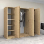 Ντουλάπα ρούχων Victoria Megapap τετράφυλλη χρώμα φυσικό οξιάς 200x60x181εκ.