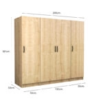 Ντουλάπα ρούχων Victoria Megapap τετράφυλλη χρώμα φυσικό οξιάς 200x60x181εκ.