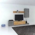 Σύνθεση Τηλεόρασης Lucky 246.3x37x193cm Γκρι-Χρυσό Δρυς