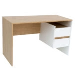 Γραφείο HO2S Λευκό με Φυσικό Μοντέρνα Σχεδίαση με Συρτάρια 120x55x75εκ