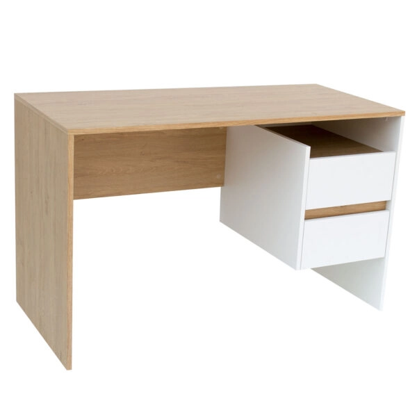 Γραφείο HO2S Λευκό με Φυσικό Μοντέρνα Σχεδίαση με Συρτάρια 120x55x75εκ
