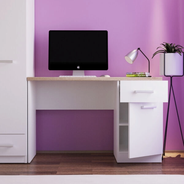 Γραφείο Top Mix WH Λευκό-Σονόμα ένα ντουλάπι και ένα συρτάρι 120x55x77εκ