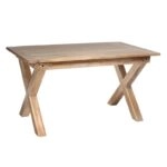 Artekko Akaccift Τραπέζι Τραπεζαρίας σε Λευκή Πατίνα με Χιαστί Πόδι (140x70x76)cm