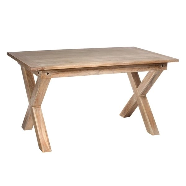 Artekko Akaccift Τραπέζι Τραπεζαρίας σε Λευκή Πατίνα με Χιαστί Πόδι (140x70x76)cm