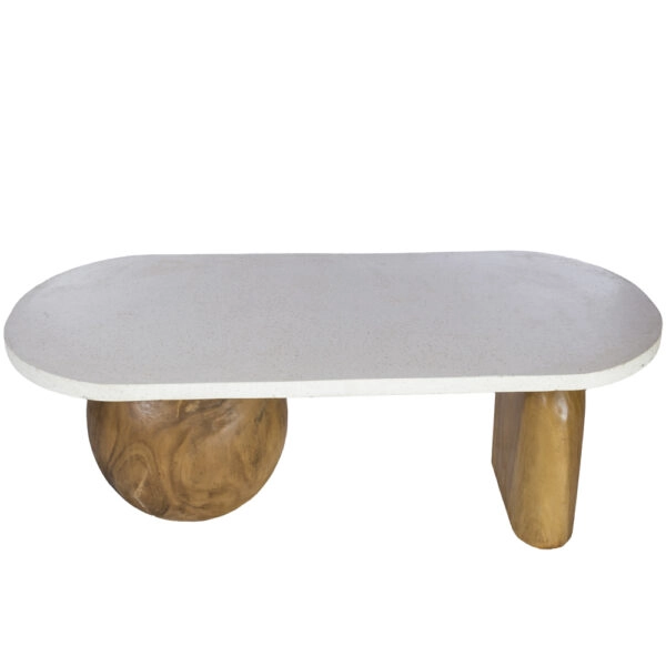 Artekko Solid Καφέ Ξύλινο Τραπέζι Σαλονιού με Λευκή Επιφάνεια Terrazzo (140x70x50)cm