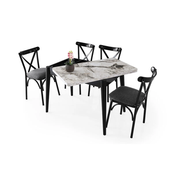 Artekko Dolunay Τραπέζι Επεκτεινόμενο MDF με Πλαστικό Πόδι Λευκό/Μαύρο (100x60x79)cm (120x100)cm