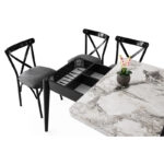 Artekko Dolunay Τραπέζι Επεκτεινόμενο MDF με Πλαστικό Πόδι Λευκό/Μαύρο (100x60x79)cm (120x100)cm