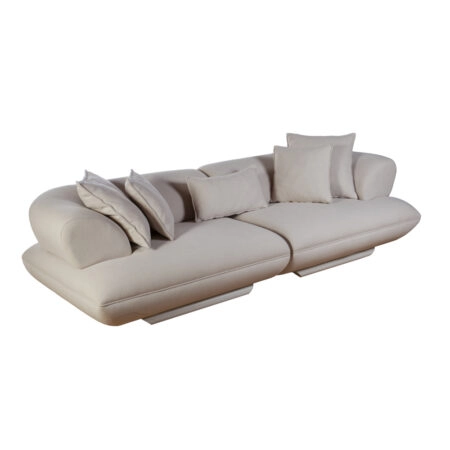 Artekko Wous Τετραθέσιος Μπεζ Μπουκλέ Καναπές με 2 Ανεξάρτητα Κομμάτια (125x100x70)cm 2pcs