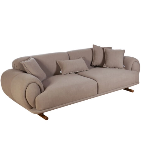 Artekko Sara Τριθέσιος Καναπές με Καφέ Μπουκλέ Ύφασμα (250x95x80)cm