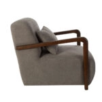 Artekko Plus Καφέ Γκρι Υφασμάτινη Πολυθρόνα με Ξύλινα Μπράτσα (74x90x75)cm