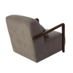 Artekko Plus Καφέ Γκρι Υφασμάτινη Πολυθρόνα με Ξύλινα Μπράτσα (74x90x75)cm