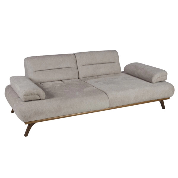 Artekko Pamukkale Τριθέσιος Μπεζ Καναπές με Μπουκλέ Ύφασμα (240x100x80)cm