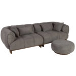 Artekko Ponpon Γκρι Τριθέσιος Καναπές με Μπουκλέ Ύφασμα (250x100x70)cm