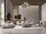 Artekko Stone Καφέ Τραπέζι Σαλονιού MDF με Όψη Πέτρας στην Επιφάνεια (45x45x50)cm