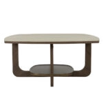 Artekko Stone Καφέ Τραπέζι Σαλονιού MDF με Όψη Πέτρας στην Επιφάνεια (90x90x42)cm