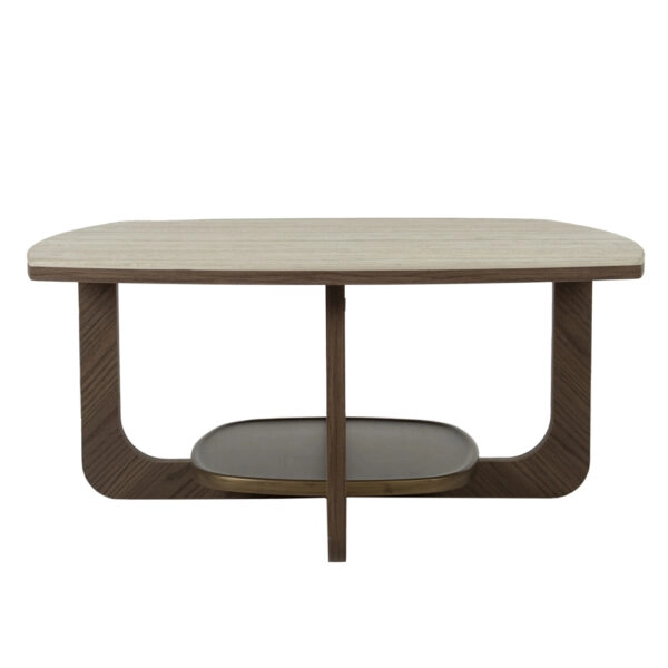 Artekko Stone Καφέ Τραπέζι Σαλονιού MDF με Όψη Πέτρας στην Επιφάνεια (90x90x42)cm