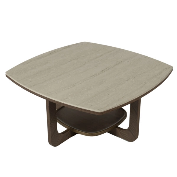 Artekko Stone Καφέ Τραπέζι Σαλονιού MDF με Όψη Πέτρας στην Επιφάνεια (90x90x42)cm