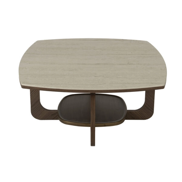 Artekko Stone Καφέ Τραπέζι Σαλονιού MDF με Όψη Πέτρας στην Επιφάνεια (90x90x42)cm