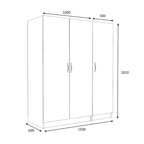 Ντουλάπα ρούχων Victoria Megapap τρίφυλλη χρώμα λευκό 150x60x181εκ.
