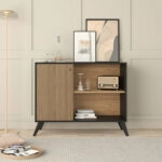 ΜΠΟΥΦΕΣ-ΚΟΝΣΟΛΑ ΜΕΛΑΜΙΝΗΣ KRUDEN HM9442.11 ΜΑΥΡΟ-ΦΥΣΙΚΟ 100x40x78.5Υεκ.