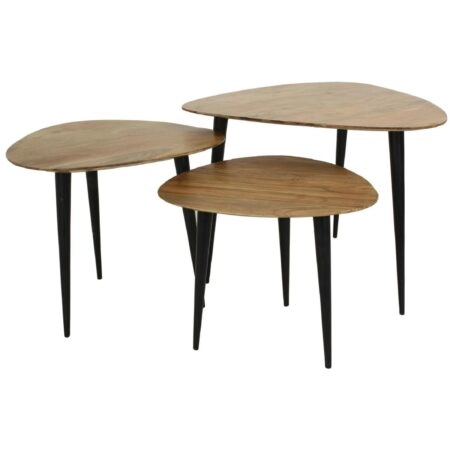 Τραπεζάκι  Καφέ Ξύλο 65x65x45cm Σετ 3Τμχ