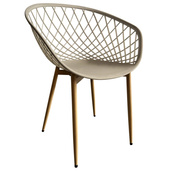 Καρέκλα Κήπου  BALI Μπεζ/Φυσικό PP/Μέταλλο 62x42x82cm