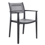 Πολυθρόνα Κήπου  GALAPAGOS Μαύρο/Γκρι Σκούρο PP 55x56.5x85cm