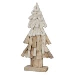 Stand Relief Χριστουγεννιάτικο Δέντρο "Corda" Ξύλο Ecru PU 25x9x60cm