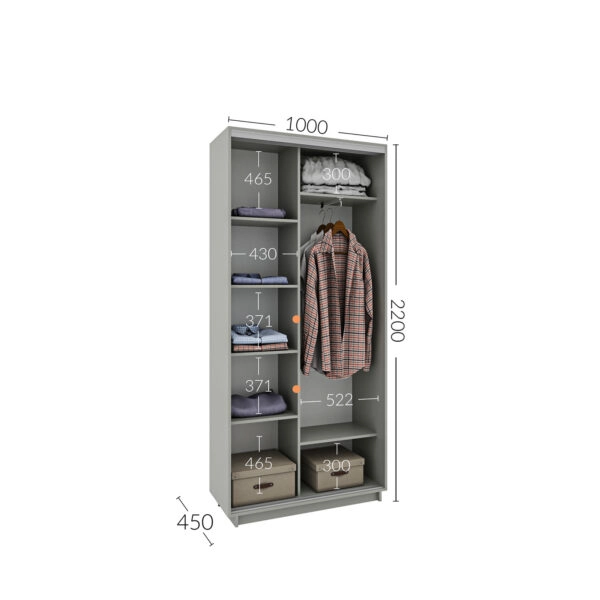 Ντουλάπα Συρόμενη Diamont Λευκό 100x45x220cm