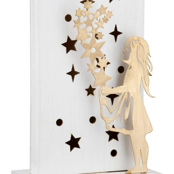 Stand Relief (Led) Rectangular "Sternenmadchen" Αστέρι Pattern Mdf Λευκό PU 10x7x24cm