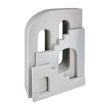 Βάζο Σπίτι "Faccia" Σπίτι Motif Staircase Κεραμικό Γκρι PU 18x8x30cm