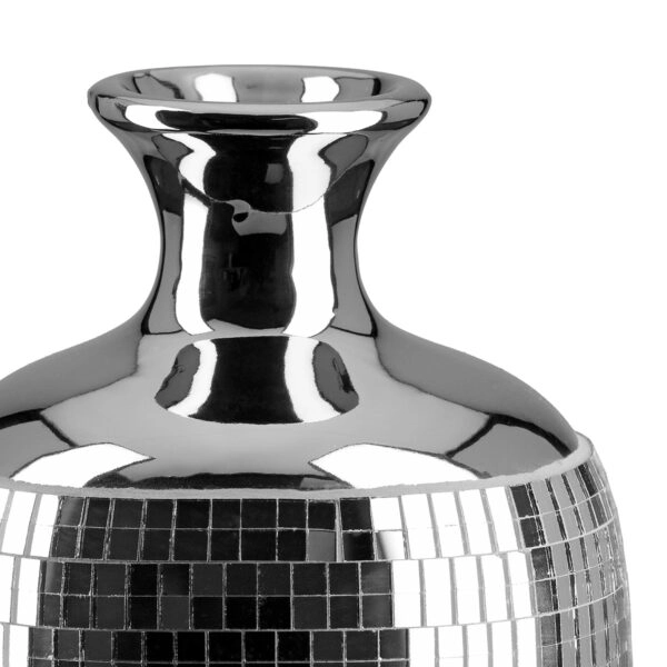 Βάζο γιακά "Disco" Κεραμικό Ασημί D115X24Cm D115X24Cm