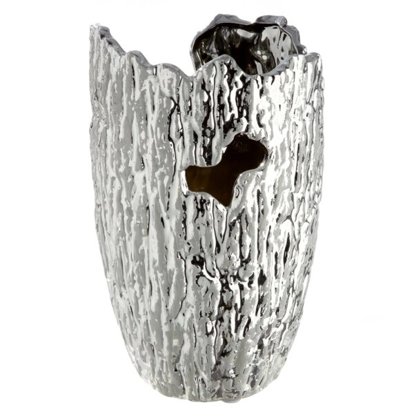 Βάζο Κωνικό Κεραμικό Ασημί Χρώμα D14X22Cm D14X22Cm