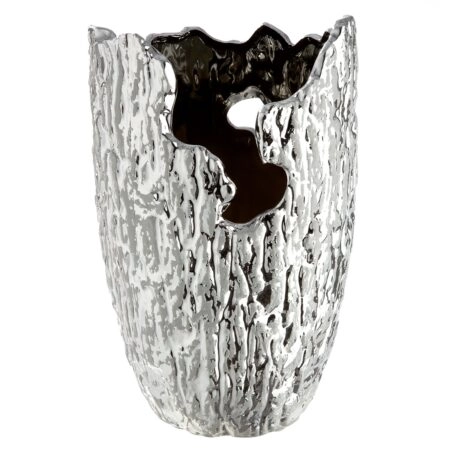 Βάζο Κωνικό Κεραμικό Ασημί Χρώμα D14X22Cm D14X22Cm