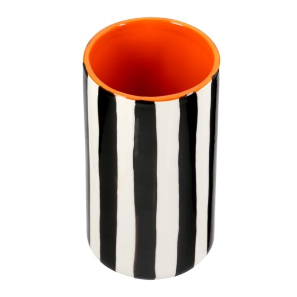 Βάζο Ριγέ Κεραμικό Μαύρο Λευκό D9X17Cm D9X17Cm