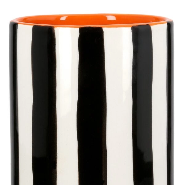 Βάζο Ριγέ Κεραμικό Μαύρο Λευκό D9X17Cm D9X17Cm
