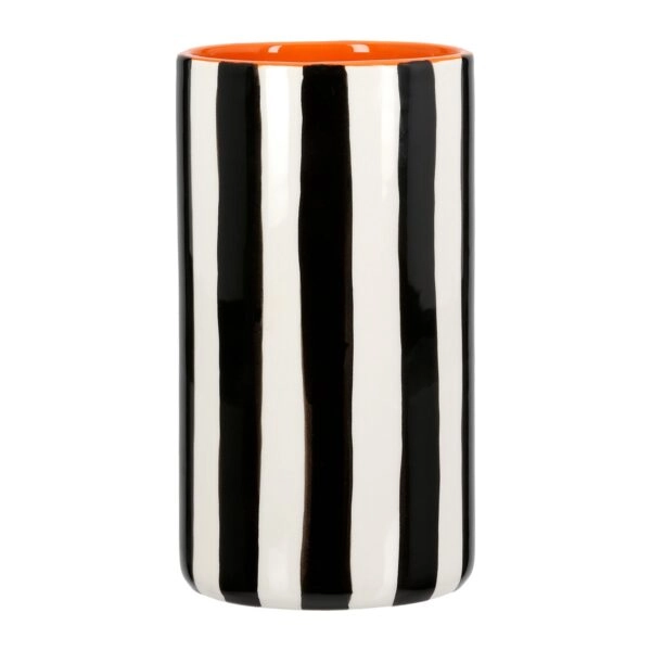 Βάζο Ριγέ Κεραμικό Μαύρο Λευκό D9X17Cm D9X17Cm
