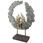 Γλυπτό Round "Familie" Πολυρεζίνη Χρυσό Πράσινο PU 14x8x32.5cm