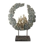 Γλυπτό Round "Familie" Πολυρεζίνη Χρυσό Πράσινο PU 14x8x32.5cm